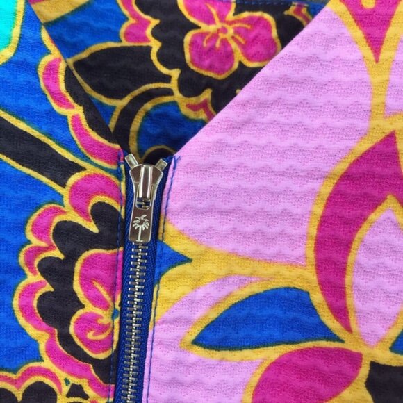 Lilly Pulitzer 100% Cotton Dress Bright Print Sleeveless Zipper Sheath Lined 2 - Picture 4 of 15